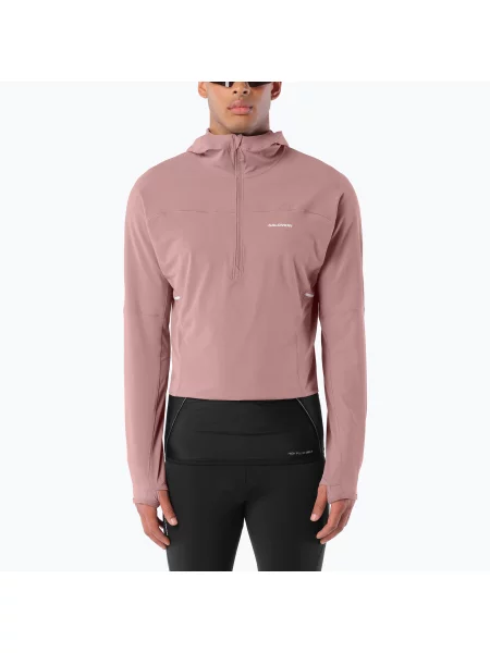 Bluza do biegania Salomon Sense Aero Hybrid Half Zip Hooded antler różowa