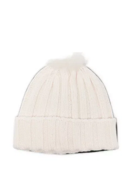 Căciulă Woolrich tricotate cu pompoane alb