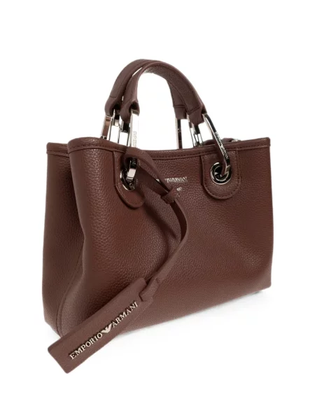 Geantă shopper Emporio Armani cu autograf maro