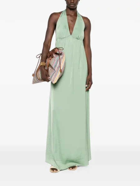 Rochie maxi Moutaki cu gât halter verde