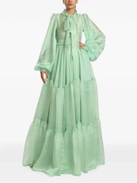 Rochie maxi Miau By Clara Rotescu cu dungi verde
