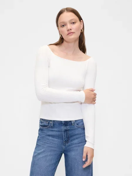 Top Gap cu nervuri albastru