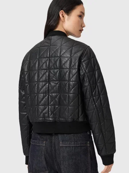 AllSaints geacă bomber de piele CARLY de tranziție negru