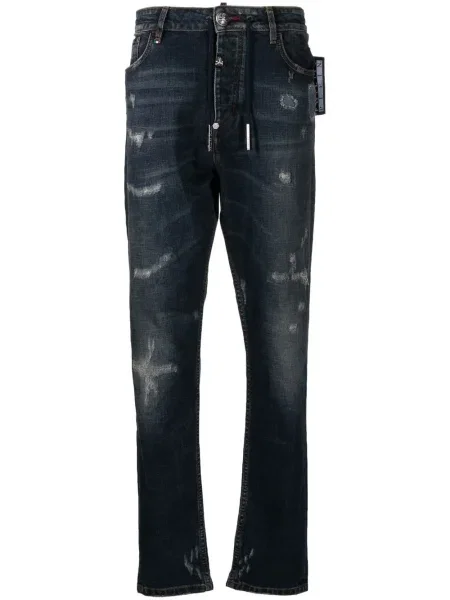 Blugi Philipp Plein cu talie joasă albastru