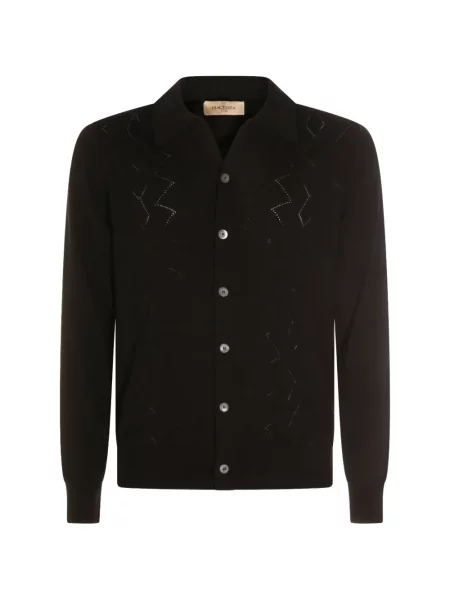 Cardigan Piacenza 1733 cu imprimeu geometric negru