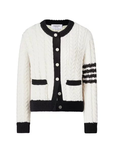 Cardigan Thom Browne de lână alb