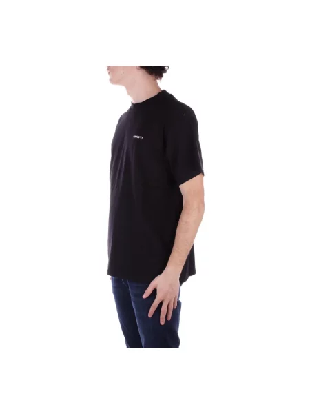 Carhartt Wip Koszulki Mężczyzna L T-shirt z logo z przodu Carhartt Work In Progress czarny