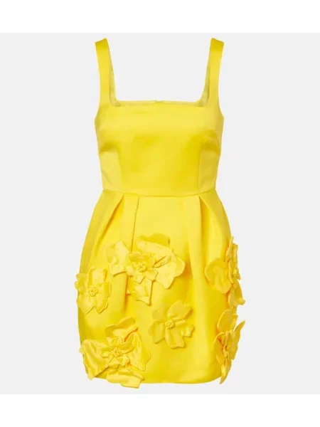 Rochie Leo Lin cu model floral galben
