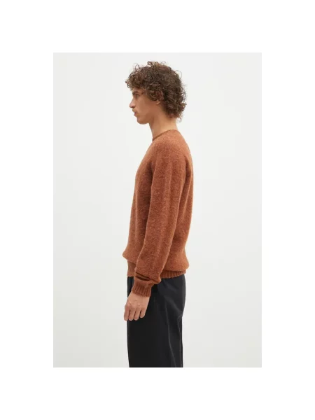 Norse Projects sweter wełniany Birnir Brushed Lambswool brązowy