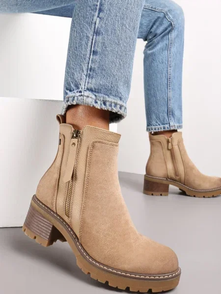 Botine clasice cu cu decorativ Vanim bej