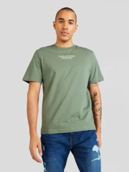 JACK & JONES Tričko ARCHIE zelená / biela sivá