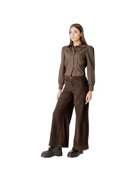Pantaloni I Am din piele de căprioară maro
