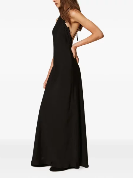 Lung rochie Twinset cu broderie din satin negru