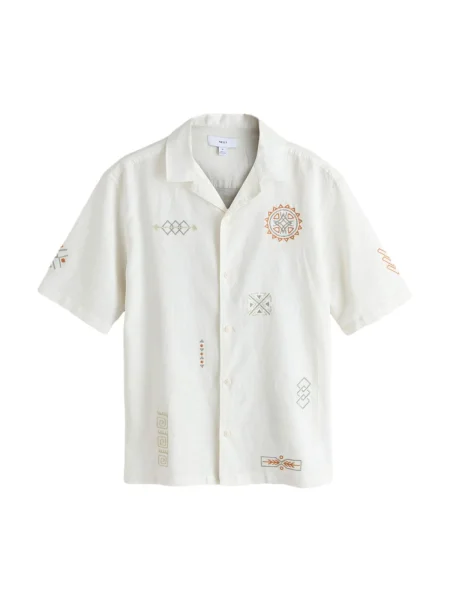 Next Cămașă Navajo ecru kaki / portocaliu homar gri