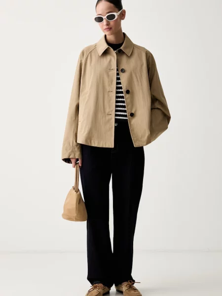 Tommy Hilfiger prechodná bunda dámska s bavlnou béžová