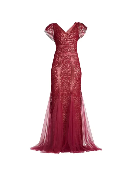 Rochie maxi Tadashi Shoji din dantelă roșu