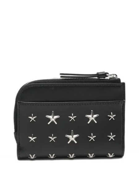 Portofel Jimmy Choo din piele cu tepi negru