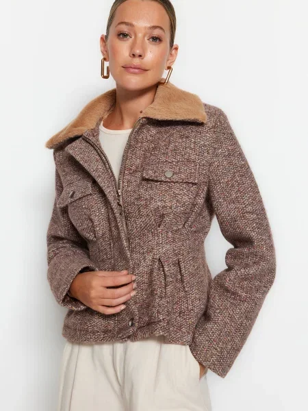 Gulerat palton Trendyol maro