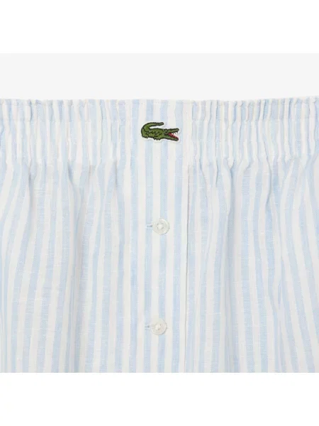 Lacoste Luźne Lniane Szorty W Paski niebieskie