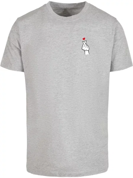 Mister Tee Tricou Love Sign gri amestecat / roșu / negru alb