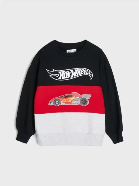 Sinsay Mikina s kulatým výstřihem s potiskem Hot Wheels černá