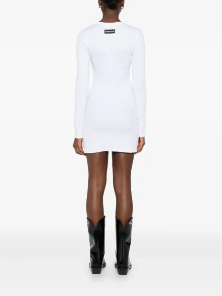 Rochie maxi Marine Serre cu decolteu rotund lungă de costum alb