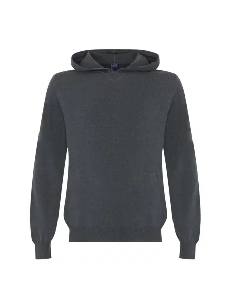 Bluza z kapturem Fedeli z kaszmiru casual szara