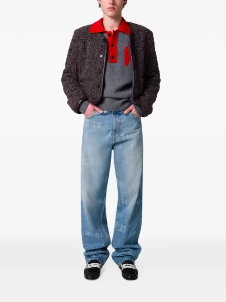Blugi drepți Msgm cu imagine albastru