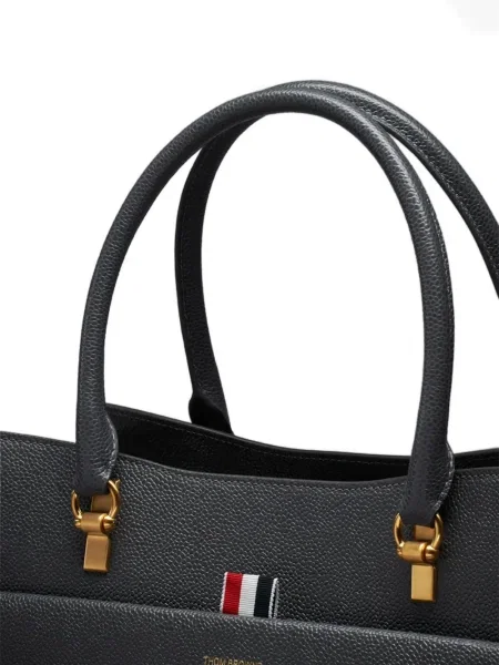 Geanta de piele Thom Browne din piele gri
