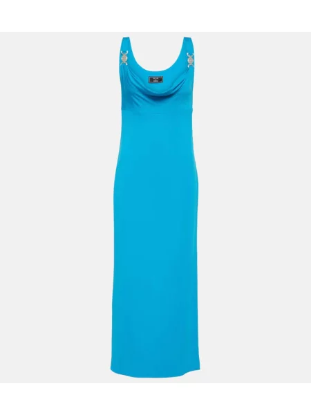 Rochie maxi Versace din jerseu de costum albastru