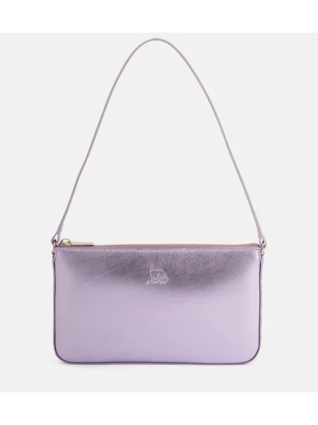 Geanta de piele Christian Louboutin din piele argintiu