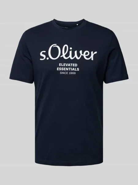 T-shirt z nadrukiem z logo niebieska