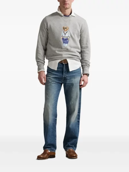 Tricou Polo Ralph Lauren din piele cu broderie în carouri maro