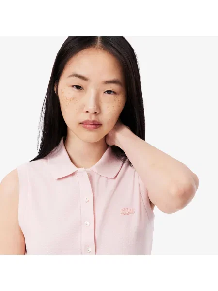 Lacoste Koszulka Polo Bez Rękawów Ze Stretchem Slim Fit różowa