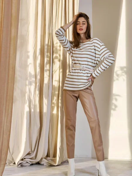 Штани повсякденні TrikoBakh штучна шкіра бежевий