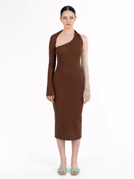 Сукня міді Seven Eleven бавона/спандекс коричневий