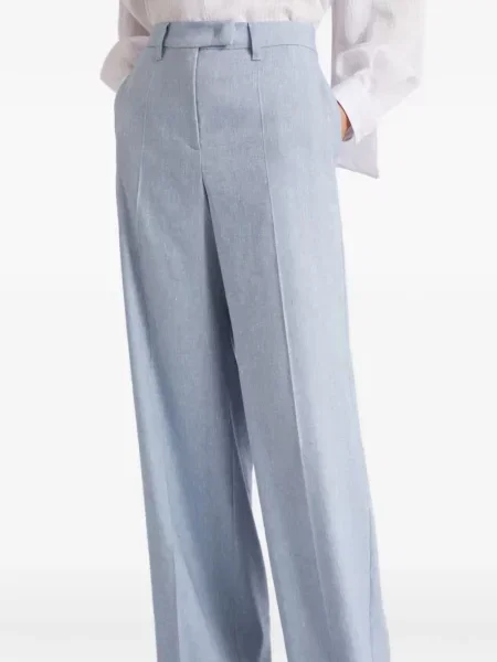 Pantaloni Marella cu model herringbone albastru