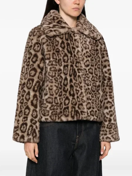 Palton de blană Apparis cu imagine cu model leopard cu blană