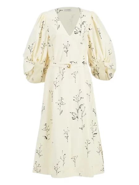 Rochie midi Altuzarra cu model floral cu imagine până la genunchi alb