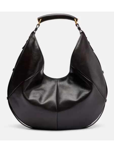 Usnjena velik usnjena torbica Saint Laurent rjava