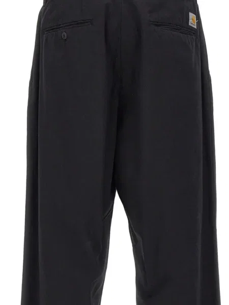 Pantaloni Carhartt Wip plisate din țesătură twill negru