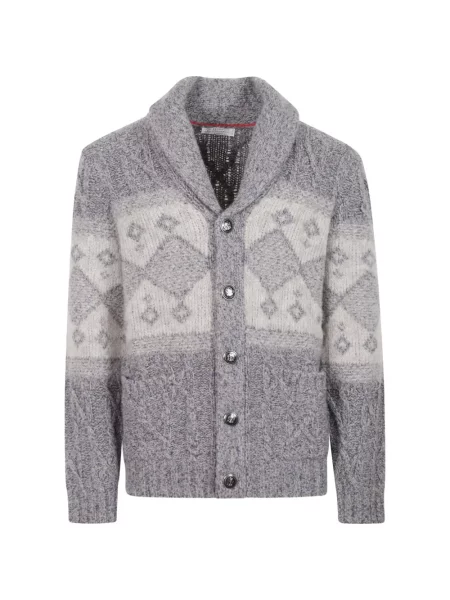 Cardigan Brunello Cucinelli tricotate albastru