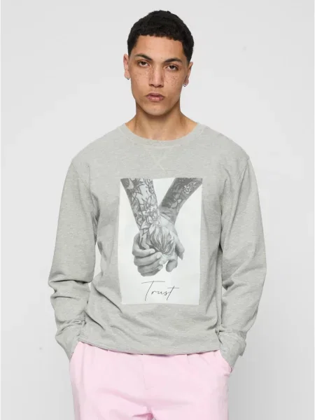 Суичър без качулка Mister Tee сиво