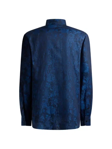 Cămașă Etro cu model floral din jacard albastru
