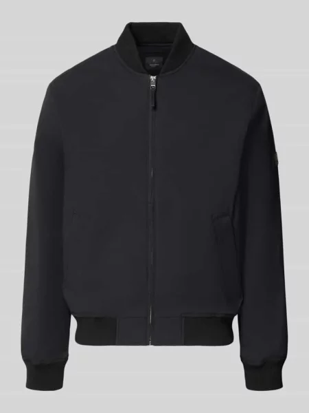 Bomberka z zamkiem błyskawicznym i wpuszczanymi Jack & Jones Premium czarny