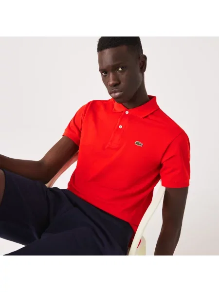 Lacoste Koszulka Polo Oryginał Petit Piqué czerwona