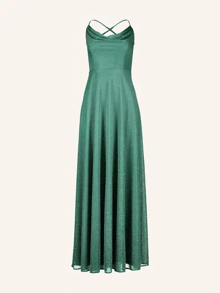 Suddenly Princess Sukienka Wieczorowa Z Błyszczącą Przędzą I Wycięciem gruen zielona