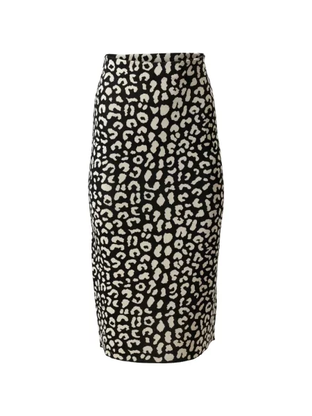 Fustă tip creion Carolina Herrera cu model leopard din jacard negru