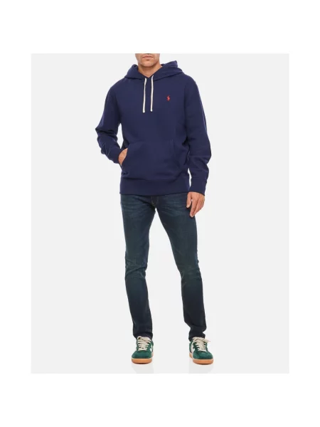 Bluza z kapturem Polo Ralph Lauren z kapturem z logo polarowa niebieska