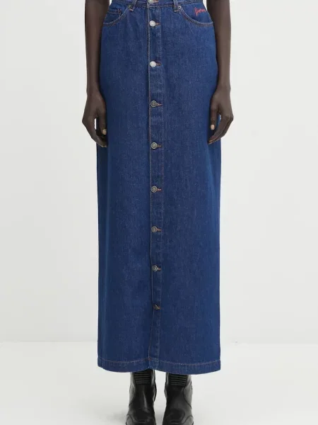 Fiorucci spódnica jeansowa Open Front Embroidered Maxi Denim granatowy maxi prosta